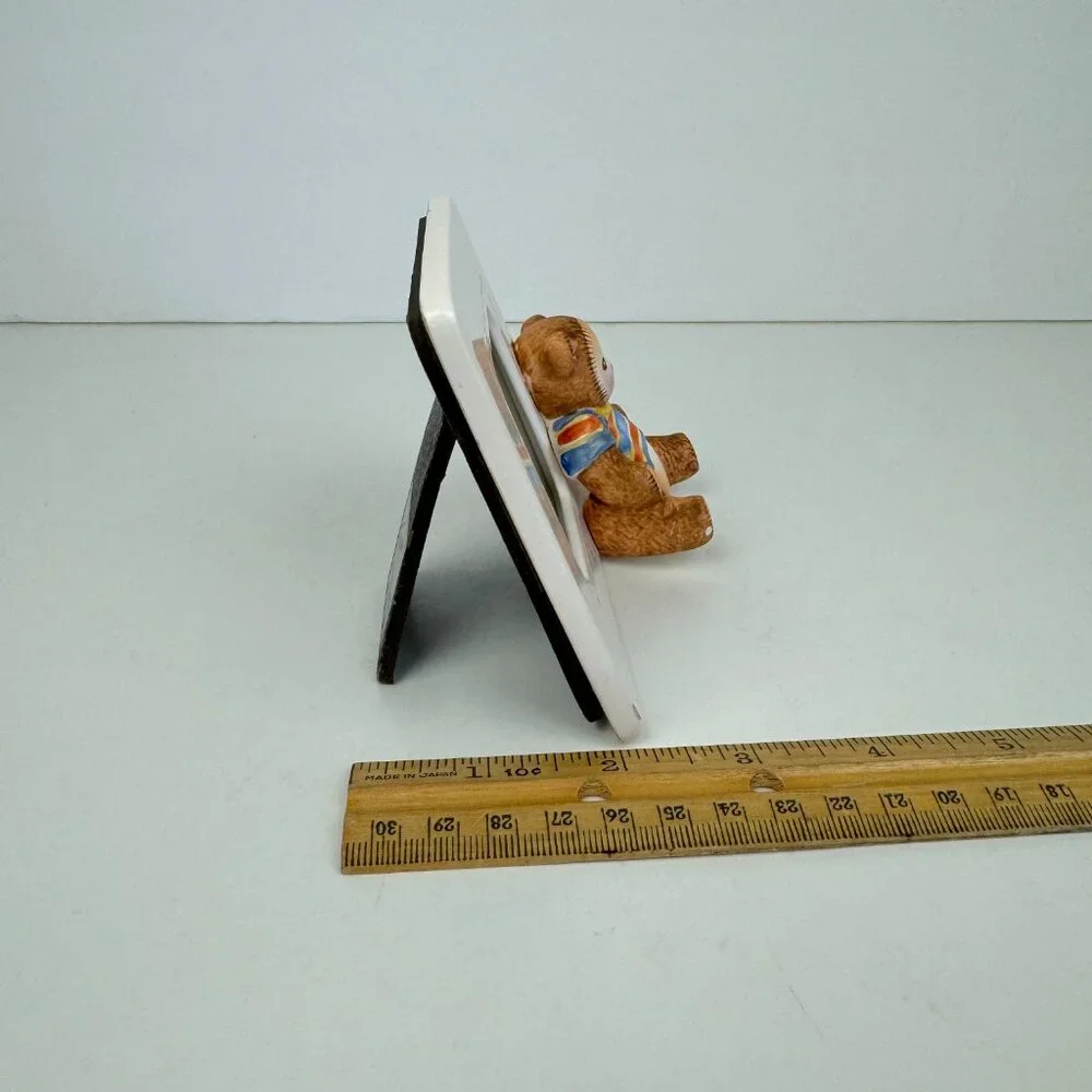 Vtg Terragrafics Kid Bear Teddy Miniature Tabletop Pic Frame Square Minimal READ